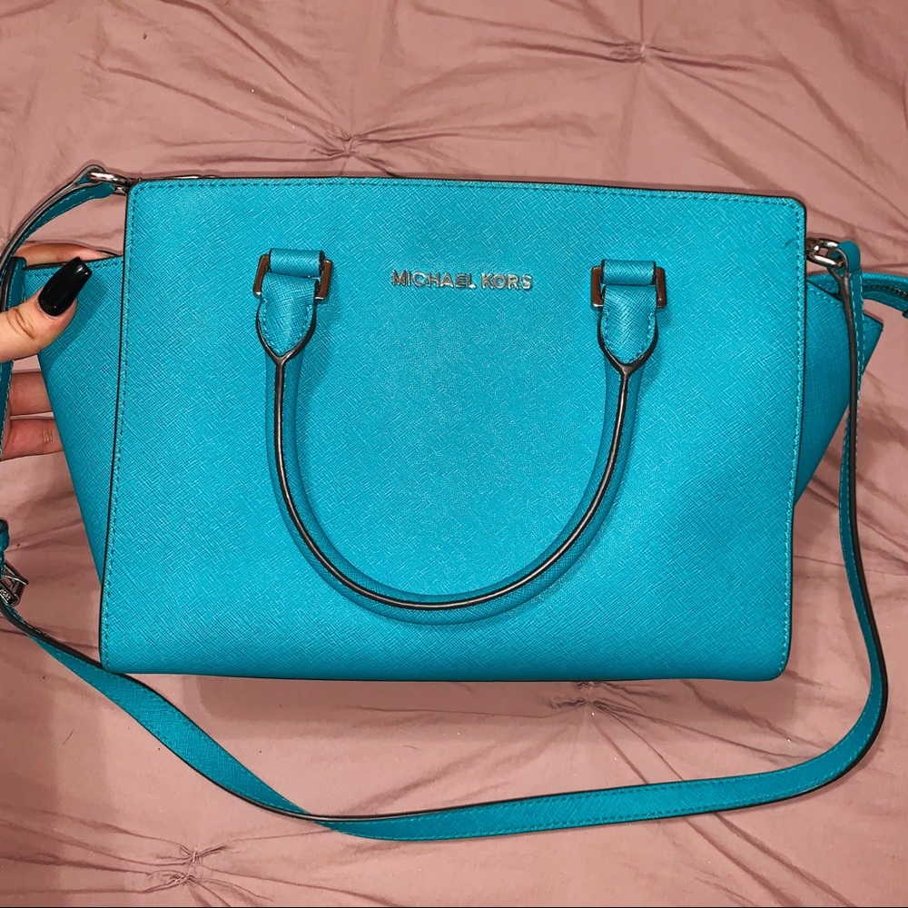 Michael Kors Blue Selma Saffiano Medium Satchel